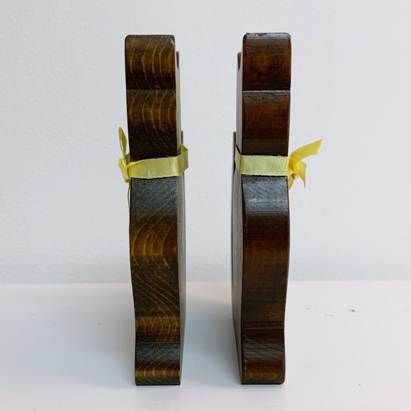 Vintage Wood Cat Silhouette with Bows Set - Picture 3 of 6